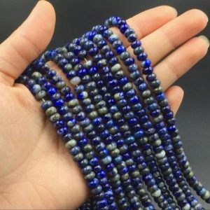 Shop Lapis Lazuli Faceted Beads! Faceted Lapis Rondelle Beads Blue Lapis Lazuli Spacer Beads 4x6mm Natural Lapis Beads Beading Supplies Jewelry Beads 15.5"/Full Strand | Natural genuine faceted Lapis Lazuli beads for beading and jewelry making.  #jewelry #beads #beadedjewelry #diyjewelry #jewelrymaking #beadstore #beading #affiliate #ad