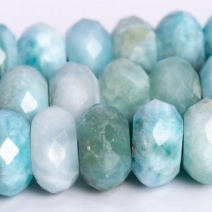 Shop Larimar Faceted Beads! 10x6MM Larimar Beads Grade A Genuine Natural Dominica Gemstone Half Strand Faceted Rondelle Loose Beads 7.5" (112923h-3598) | Natural genuine faceted Larimar beads for beading and jewelry making.  #jewelry #beads #beadedjewelry #diyjewelry #jewelrymaking #beadstore #beading #affiliate #ad