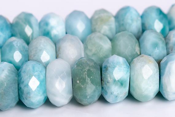 10x6mm Larimar Beads Grade A Genuine Natural Dominica Gemstone Half Strand Faceted Rondelle Loose Beads 7.5" (112923h-3598)