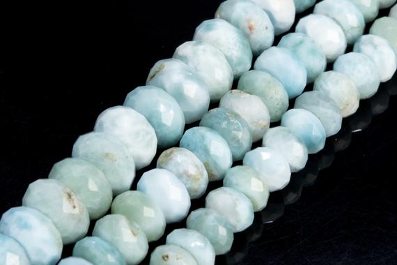 Sky Blue Larimar Beads Genuine Natural Dominica Grade A Gemstone Faceted Rondelle Loose Beads 6mm 8mm Bulk Lot Options