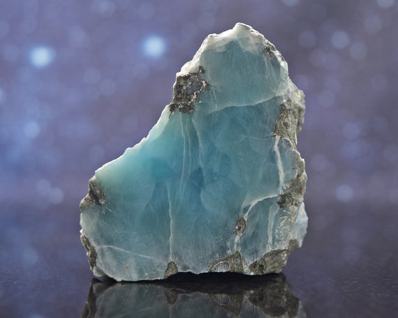 Beautiful Semi Polished Raw Larimar From Dominican Republic | Caribbean Blue Pectolite  | Rare | 2.15" | 133.9 Grams