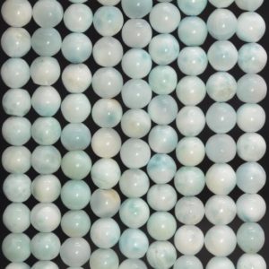 Shop Larimar Round Beads! 6MM Dominican Larimar Gemstone Grade AA White Blue Round Loose Beads 7 inch Half Strand (80000920-909) | Natural genuine round Larimar beads for beading and jewelry making.  #jewelry #beads #beadedjewelry #diyjewelry #jewelrymaking #beadstore #beading #affiliate #ad