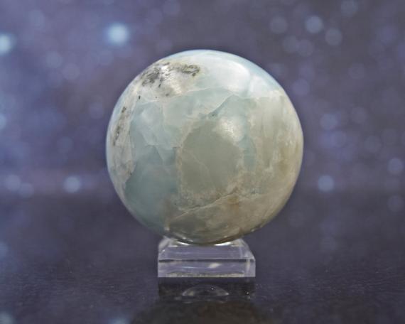 Polished Light Larimar Sphere From Dominican Republic | Caribbean Blue Pectolite | Rare | 47.1mm | 157.2 Grams