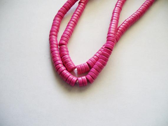 Magnesite Beads Pink Heishi 8x4mm