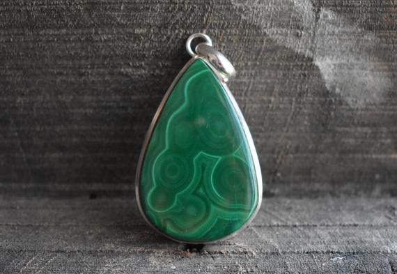 Natural Malachite Pendant,925 Silver Pendant,high Quality Malachite Pendant,drop Shape Pendant,malachite Gemstone Pendant