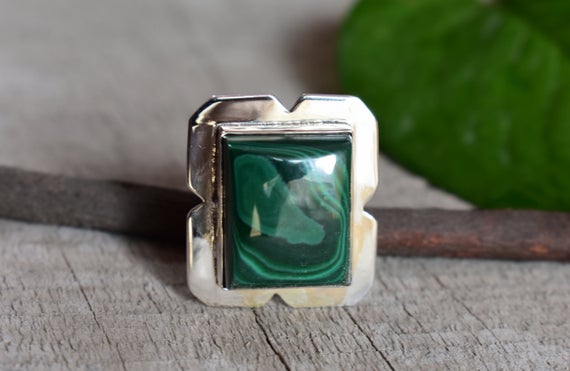 Natural Green Malachite Ring,925 Silver Ring,green Malachite Ring,rare Green Malachite Ring,natural Malachite Ring,ring For Women