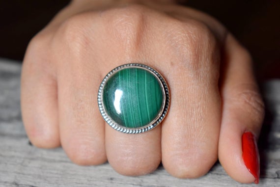 Malachite Ring , Green Malachite Ring , 925 Sterling Silver , Malachite Gemstone Silver Ring , Women Jewellery Gift #b179