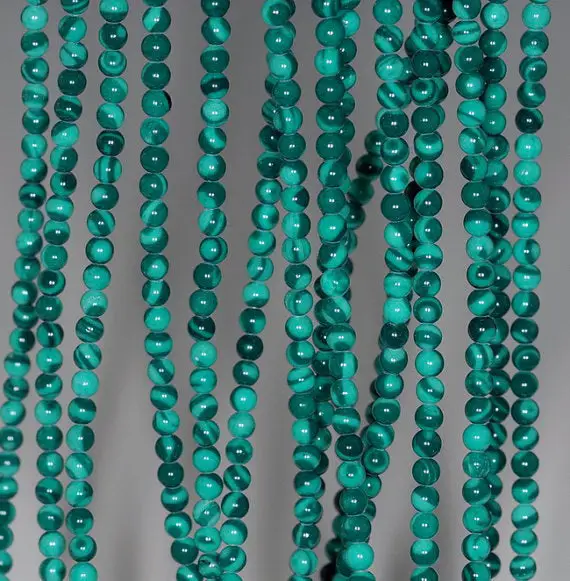 3mm Hedge Mazes Malachite Gemstone Round 3mm Loose Beads 16 Inch Full Strand (80001175-439)