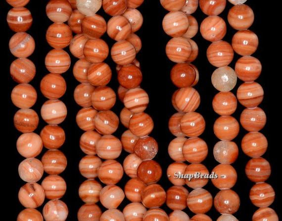 8mm Red Malachite Gemstone Red Brown Stripe Round 8mm Loose Beads 15.5 Inch Full Strand (90146438-213)