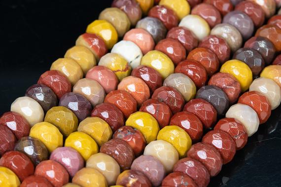Genuine Natural Multicolor Mookaite Loose Beads Faceted Rondelle Shape 10x6mm