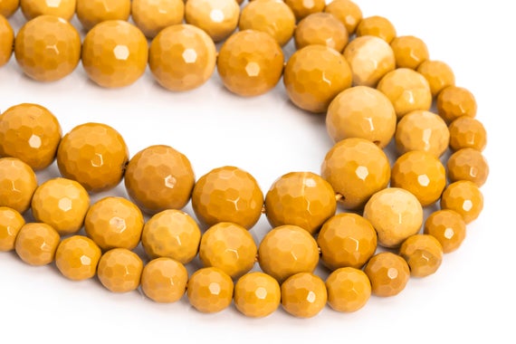 Genuine Natural Yellow Mookaite Loose Beads Micro Faceted Round Shape 6mm 8mm 10mm