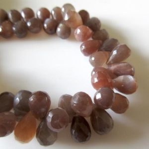 Shop Moonstone Bead Shapes! Natural Brown Peach Moonstone Beads, Moonstone Tear Drop Beads, 9mm To 10mm 7"/3.5" Dark Peach Brown Moonstone Briolettes loose, GDS1276 | Natural genuine other-shape Moonstone beads for beading and jewelry making.  #jewelry #beads #beadedjewelry #diyjewelry #jewelrymaking #beadstore #beading #affiliate #ad