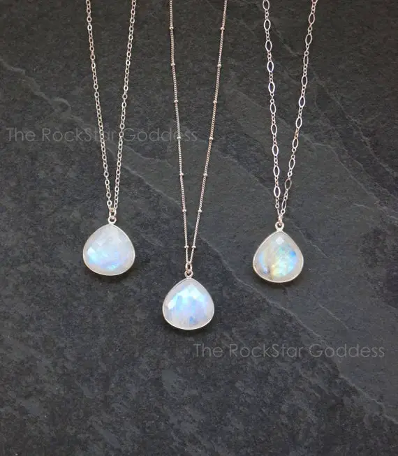 Moonstone Necklace, Silver Moonstone Necklace, Moonstone, Moonstone Jewelry, Silver Moonstone Jewelry, Rainbow Moonstone, June Birthstone