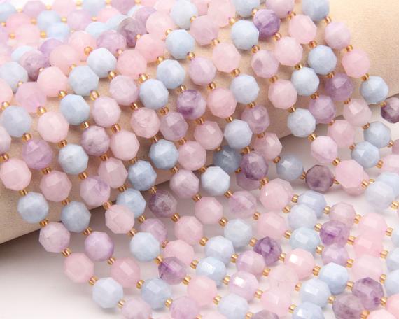 Natura Morganite Beads,round Faceted Beads,for Jewelry Making Beads,diy Making Beads,bracelet/neckelace Beads,good Quality Gemstone Beads.