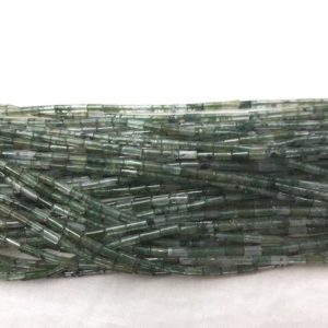 Shop Moss Agate Bead Shapes! Natural Moss Agate 2x4mm Column Genuine Gemstone Loose Tube Beads 15 inch Jewelry Supply Bracelet Necklace Material Support Wholesale | Natural genuine other-shape Moss Agate beads for beading and jewelry making.  #jewelry #beads #beadedjewelry #diyjewelry #jewelrymaking #beadstore #beading #affiliate #ad