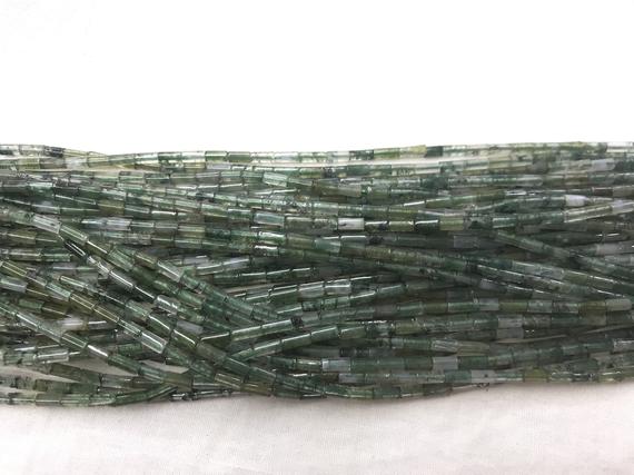 Natural Moss Agate 2x4mm Column Genuine Gemstone Loose Tube Beads 15 Inch Jewelry Supply Bracelet Necklace Material Support Wholesale