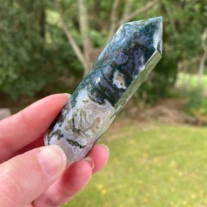 AMAZING Moss Agate Point – Reiki Charged Crystal Generator – Moss Agate Crystal Tower – Connect with Nature Spirits – New Beginnings – #4 | Natural genuine stones & crystals in various shapes & sizes. Buy raw cut, tumbled, or polished gemstones for making jewelry or crystal healing energy vibration raising reiki stones. #crystals #gemstones #crystalhealing #crystalsandgemstones #energyhealing #affiliate #ad