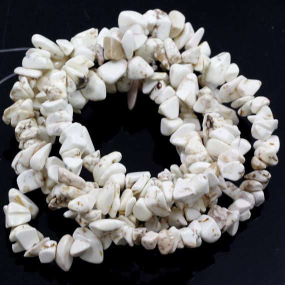 White Magnesite Turquoise Chip Beads Assorted Stones 32" Full Strand Irregular Nugget Freeform Small Crystal Chips