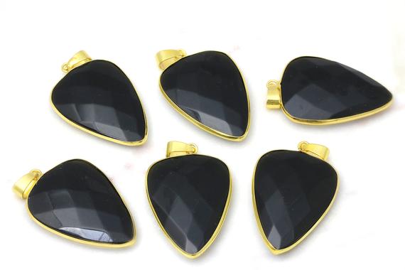 Black Obsidian Pendant,jewelry Making Supplies,gemstone Pendant,gemstone Findings,brass Findings,diy Jewelry Parts  - Aa Quality
