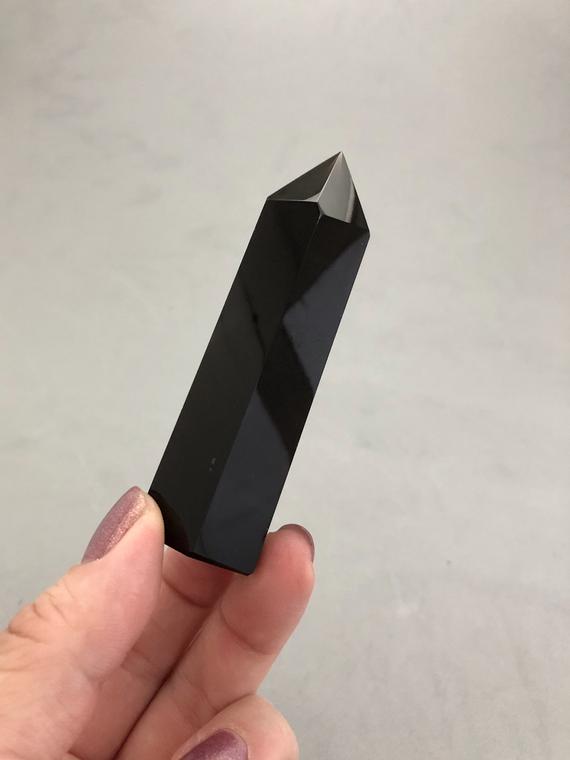 Black Obsidian Crystal Point (2 - 3" Tall) For Shadow Work, Grounding, Protection, Root Chakra, Transformation, Metaphysical Crystal Point