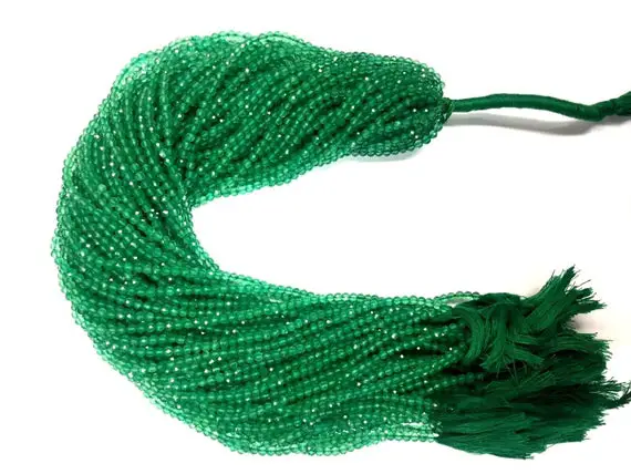 10 Strand Of 13 Inch Natural Faceted Green Onyx Rondelle Beads 3mm Loose Gemstone Beads Micro Cut Superb Quality