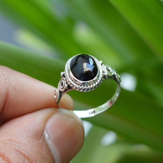 Natural Black Onyx Ring, 925 Silver Rings, Anxiety Rings, Fidget Jewelry, Handmade Ring, Oxidized Rings, Jewelry For Her, Birthday Gifts.