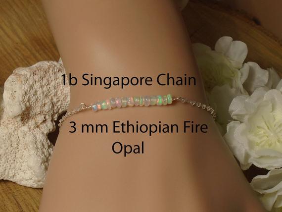Tiny Ethiopian Fire Opal Personalized Bracelet /yellow Or Rose Gold Filled/ Sterling Silver/ Natural Aaa+++ Ethiopian Fire Opal / Minimalist