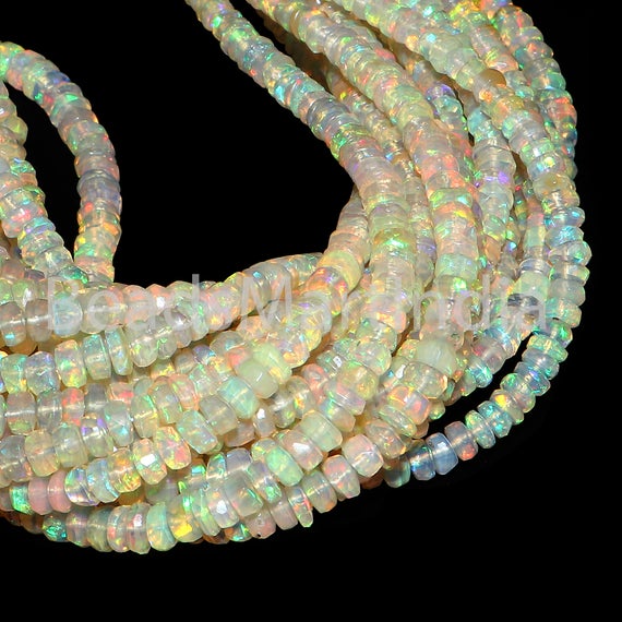 Ethiopian Opal Faceted Rondelle Beads, 3.50-5.50 Mm Opal Faceted Beads , Ethiopian Opal Rondelle Beads, Ethiopian Opal Beads, Opal Faceted