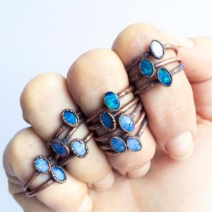 Shop Opal Rings! SALE Opal ring | Stacking birthstone ring | Stackable birthstone ring | Natural stone stacking ring | Opal doublet ring | Opal Jewelry | Natural genuine Opal rings, simple unique handcrafted gemstone rings. #rings #jewelry #shopping #gift #handmade #fashion #style #affiliate #ad