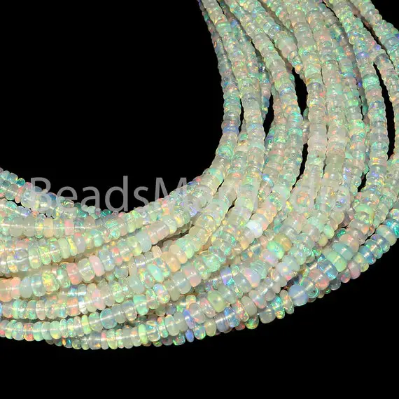 Ethiopian Opal Natural Rondelle 2.25-4.25mm Beads, Ethiopian Opal Smooth Beads, Ethiopian Opal Plain Beads,ethiopian Opal Beads, Opal Beads