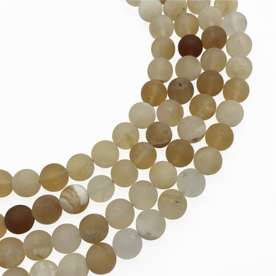 10mm Matte Yellow Opal Beads, Round Gemstone Beads, Wholesale Beads