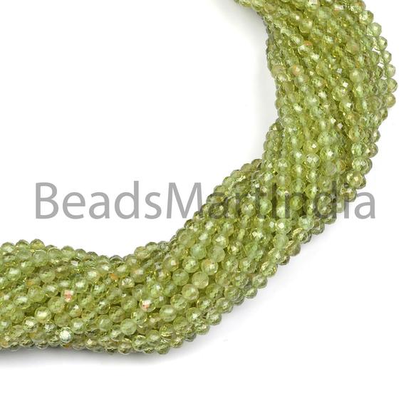 Peridot Faceted Rondelle Machine Cut Beads, 3-3.50mm Peridot Faceted Beads,peridot Rondelle Beads, Peridot Beads, Peridot Machine Cut Beads