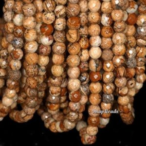 Shop Picture Jasper Faceted Beads! 6mm Vast Desert Picture Jasper Gemstone Grade A Brown Faceted Round Loose Beads 15.5 inch Full Strand (90190660-246) | Natural genuine faceted Picture Jasper beads for beading and jewelry making.  #jewelry #beads #beadedjewelry #diyjewelry #jewelrymaking #beadstore #beading #affiliate #ad