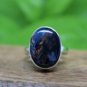 Shop Pietersite Jewelry! Pietersite Ring, Simple Ring, Sterling Silver Ring, Artisan Ring, Blue Pietesite Jewelry, Handmade Silver Rings, Natural Stone, Christmas | Natural genuine Pietersite jewelry. Buy crystal jewelry, handmade handcrafted artisan jewelry for women.  Unique handmade gift ideas. #jewelry #beadedjewelry #beadedjewelry #gift #shopping #handmadejewelry #fashion #style #product #jewelry #affiliate #ad