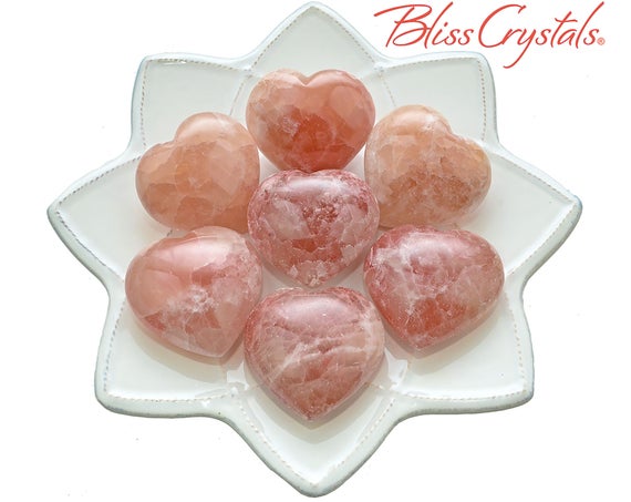 1 Pink Calcite 2" Heart Stone Healing Crystal And Stone For Heart Chakra #pc02