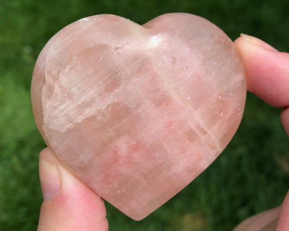 2.3" Rose Calcite Heart  Pink Calcite  Dusty Rose Crystal Gemstone Hearts #4