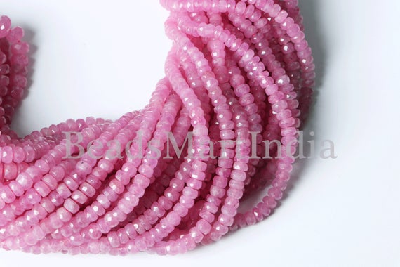 Natural Pink Sapphire Rondelle Shape Beads, Faceted Pink Sapphire Beads, Faceted Rondelle Sapphire, Pink Sapphire Beads 3.5-5mm
