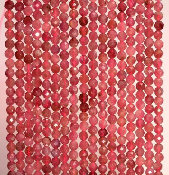 2mm Pink Tourmaline Gemstone Rubylite Grade Aaa Micro Faceted Round Loose Beads 15.5 Inch Full Strand (80007153-a244)