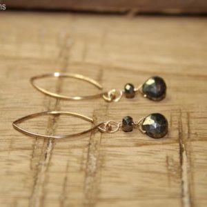 Pyrite Earrings, Wire Wrap, Pyrite Gemstone Jewelry, Fools Gold, Gold or Silver | Natural genuine Gemstone earrings. Buy crystal jewelry, handmade handcrafted artisan jewelry for women.  Unique handmade gift ideas. #jewelry #beadedearrings #beadedjewelry #gift #shopping #handmadejewelry #fashion #style #product #earrings #affiliate #ad