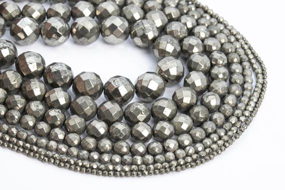 Genuine Natural Copper Pyrite Loose Beads Faceted Round Shape 6mm 7-8mm 10mm