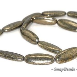 Shop Pyrite Bead Shapes! 25x10mm Palazzo Iron Pyrite Gemstone Tube Oval 25x10mm Loose Beads 15.5 inch Full Strand (90144922-417) | Natural genuine other-shape Pyrite beads for beading and jewelry making.  #jewelry #beads #beadedjewelry #diyjewelry #jewelrymaking #beadstore #beading #affiliate #ad