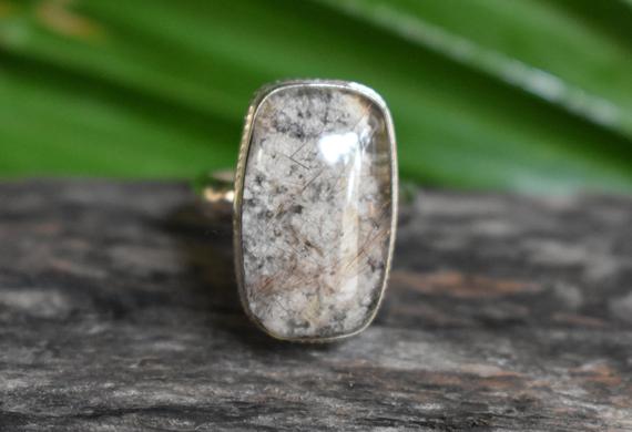 925 Silver Natural Lodolite Ring-natural Garden Quartz Ring-natural Quartz-garden Quartz Ring-lodolite Ring-lodolite Design Ring