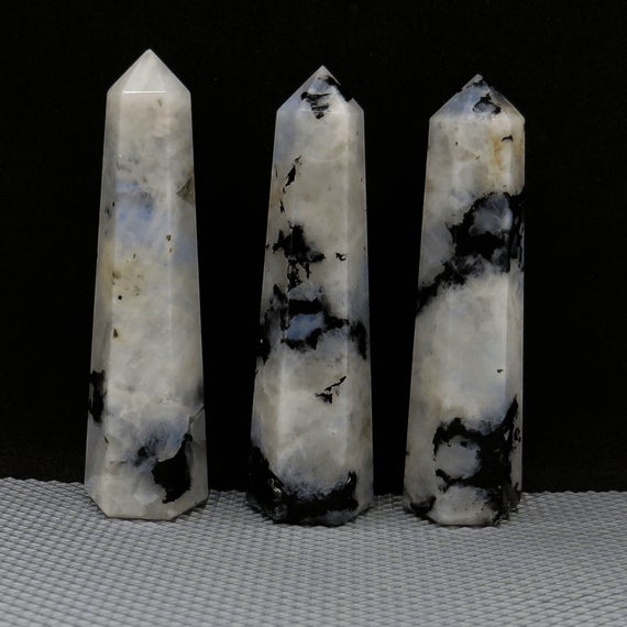 Rainbow Moonstone Crystal Tower Healing Crystal Point For Crystal Grid Home Room Office Table Decor
