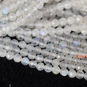 Shop Rainbow Moonstone Beads! 15.5" 3mm Blue Rainbow Moonstone round faceted beads, moonstone with blue shinning, white semi-precious stone, gemstone wholesaler LGYG | Natural genuine beads Rainbow Moonstone beads for beading and jewelry making.  #jewelry #beads #beadedjewelry #diyjewelry #jewelrymaking #beadstore #beading #affiliate #ad
