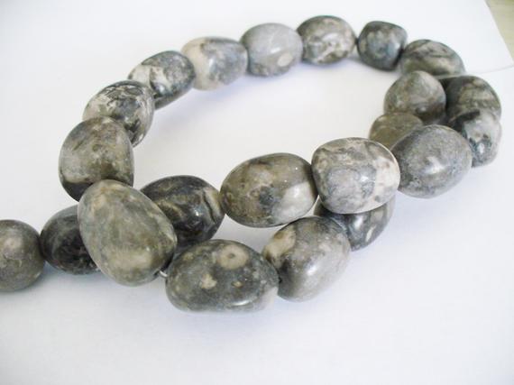 Rhyolite Gemstone Beads Gray Nuggets 16-20x14mm