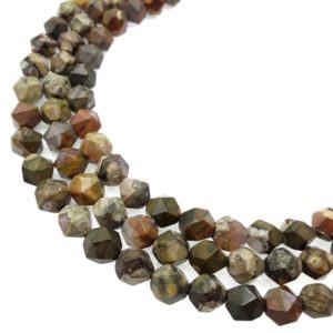 Shop Rainforest Jasper Faceted Beads! Rainforest Jasper Rhyolite Faceted Star Cut Beads 8mm 15.5" Strand | Natural genuine faceted Rainforest Jasper beads for beading and jewelry making.  #jewelry #beads #beadedjewelry #diyjewelry #jewelrymaking #beadstore #beading #affiliate #ad