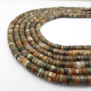 Rainforest Jasper Rhyolite Heishi Disc Beads Size 3x5mm 3x6mm 3x7mm 15.5" Strand | Natural genuine other-shape Gemstone beads for beading and jewelry making.  #jewelry #beads #beadedjewelry #diyjewelry #jewelrymaking #beadstore #beading #affiliate #ad