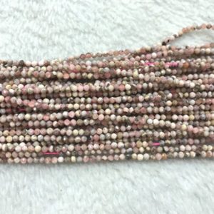 Shop Rhodochrosite Faceted Beads! Special Offer Genuine Faceted Rhodochrosite 2mm Round Cut Natural Pink Grade B Beads 15 inch | Natural genuine faceted Rhodochrosite beads for beading and jewelry making.  #jewelry #beads #beadedjewelry #diyjewelry #jewelrymaking #beadstore #beading #affiliate #ad