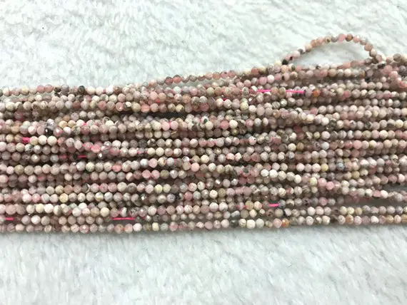 Special Offer Genuine Faceted Rhodochrosite 2mm Round Cut Natural Pink Grade B Beads 15 Inch