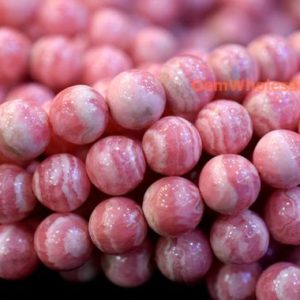 15.5“ 7.5~8mm Rhodochrosite Round Beads AA Quality, red semi-precious stone with white stripe, pink beads,Argentina Rhodochrosite ZGH35WD | Natural genuine round Rhodochrosite beads for beading and jewelry making.  #jewelry #beads #beadedjewelry #diyjewelry #jewelrymaking #beadstore #beading #affiliate #ad